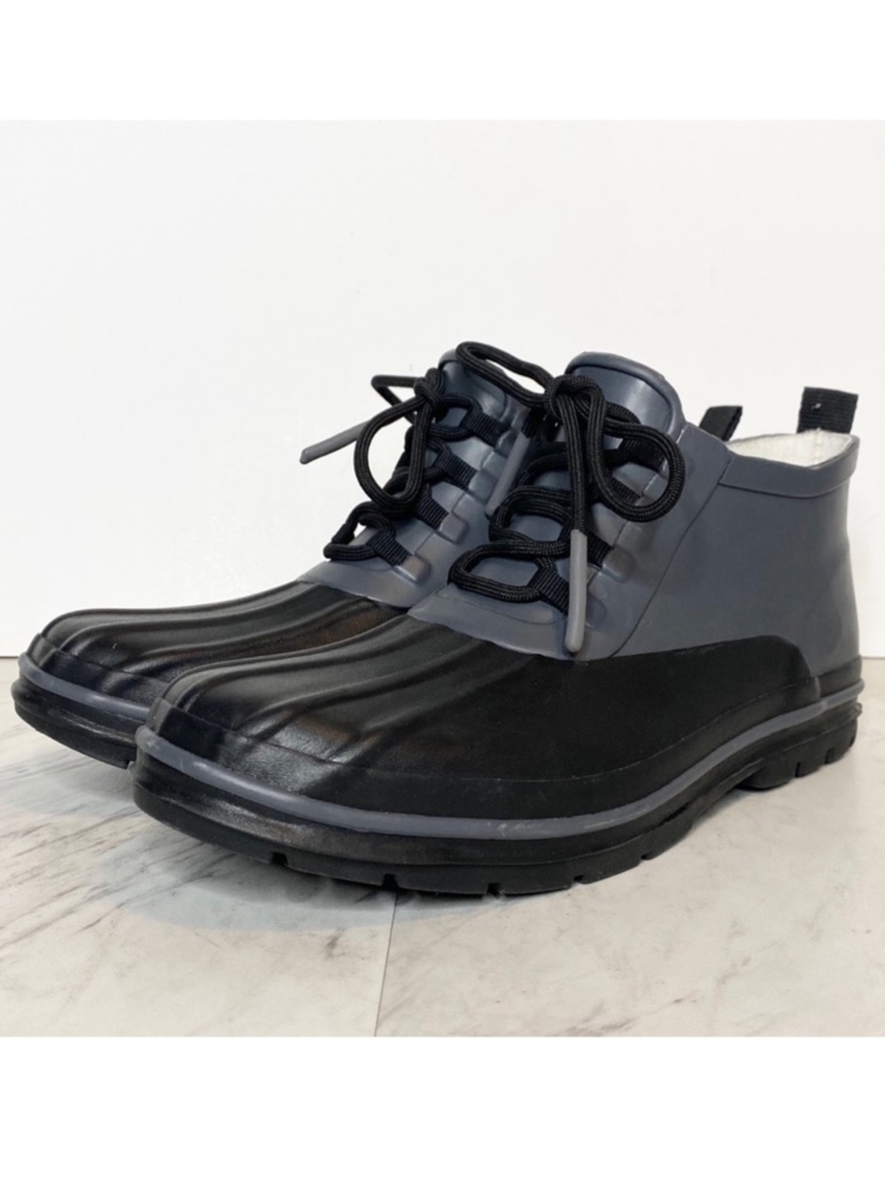 Chooka Lace Up Black Gray Matte Duck Boot 10 US